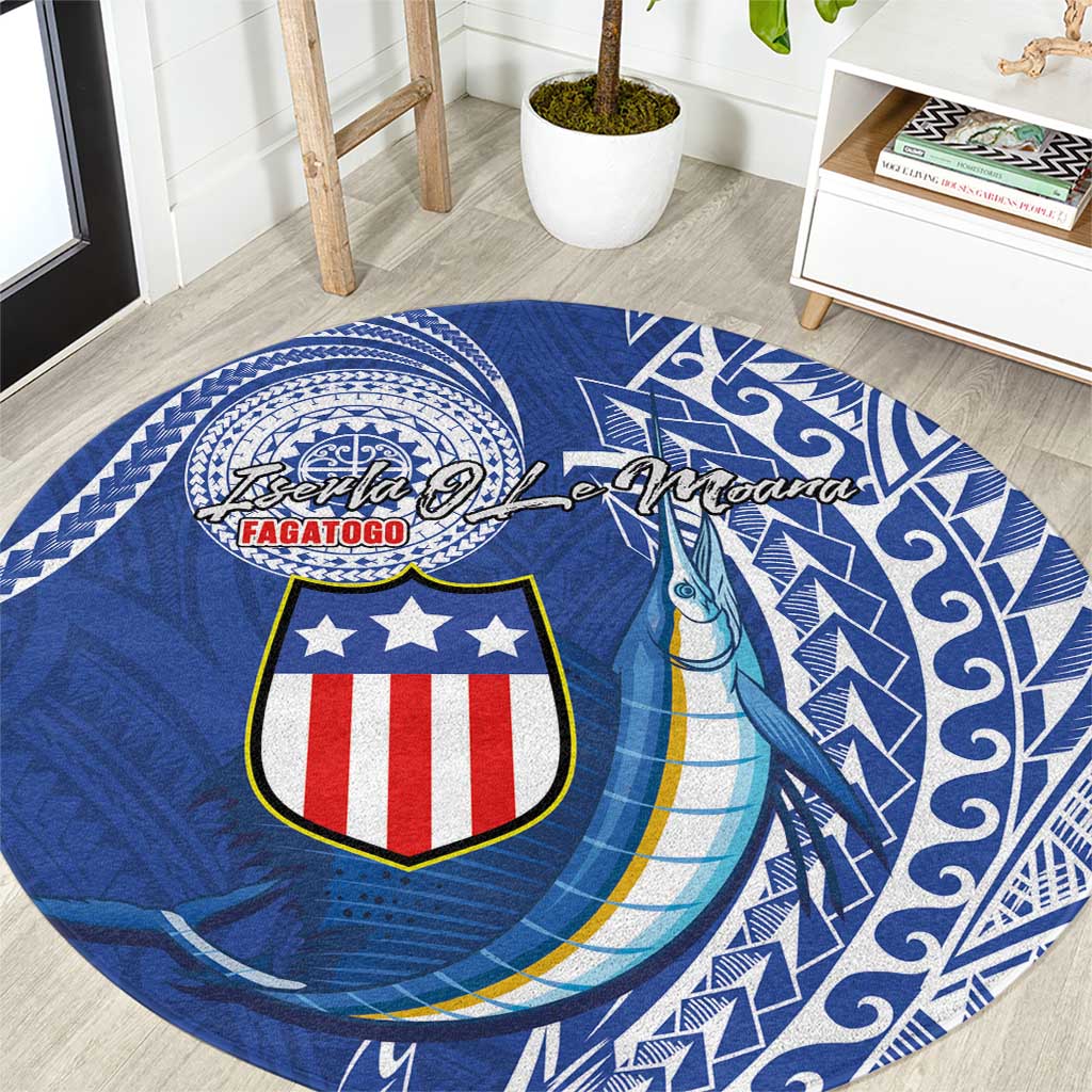 American Samoa Flag Day Round Carpet Fautasi Race Fagatogo-Iseula O Le Moana Sailfish Tribal Style