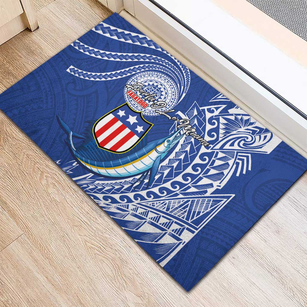 American Samoa Flag Day Rubber Doormat Fautasi Race Fagatogo-Iseula O Le Moana Sailfish Tribal Style LT03 - Polynesian Pride