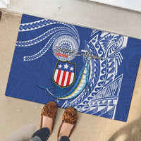 American Samoa Flag Day Rubber Doormat Fautasi Race Fagatogo-Iseula O Le Moana Sailfish Tribal Style LT03 - Polynesian Pride