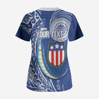 Personalised American Samoa Flag Day Scrub Top Fautasi Race Fagatogo-Iseula O Le Moana Sailfish Tribal Style LT03 - Polynesian Pride