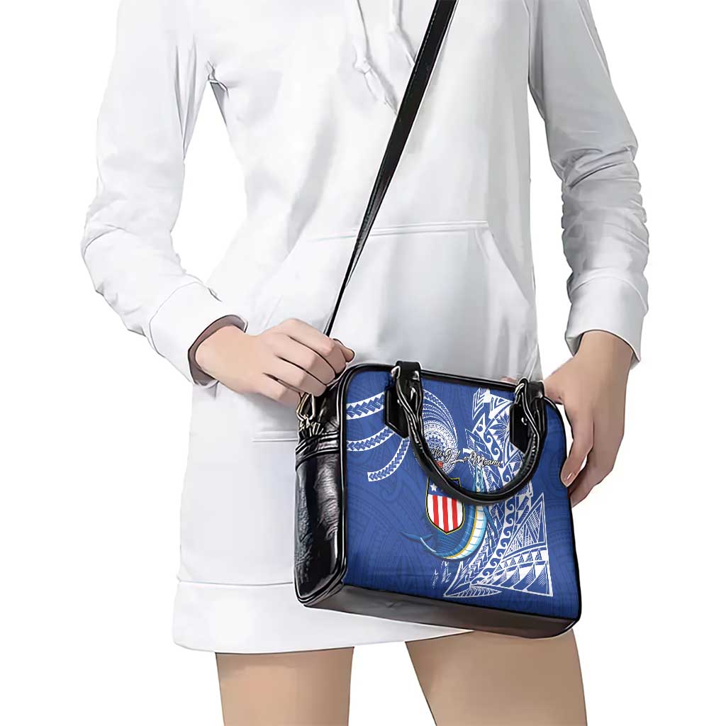 American Samoa Flag Day Shoulder Handbag Fautasi Race Fagatogo-Iseula O Le Moana Sailfish Tribal Style LT03 - Polynesian Pride
