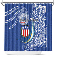 American Samoa Flag Day Shower Curtain Fautasi Race Fagatogo-Iseula O Le Moana Sailfish Tribal Style LT03 Multicolor - Polynesian Pride