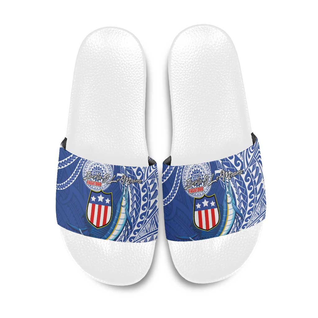 American Samoa Flag Day Slide Sandals Fautasi Race Fagatogo-Iseula O Le Moana Sailfish Tribal Style LT03 Multicolor - Polynesian Pride