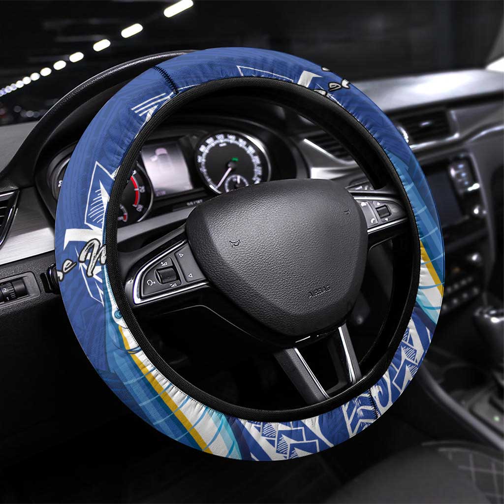 American Samoa Flag Day Steering Wheel Cover Fautasi Race Fagatogo-Iseula O Le Moana Sailfish Tribal Style LT03 Universal Fit Multicolor - Polynesian Pride