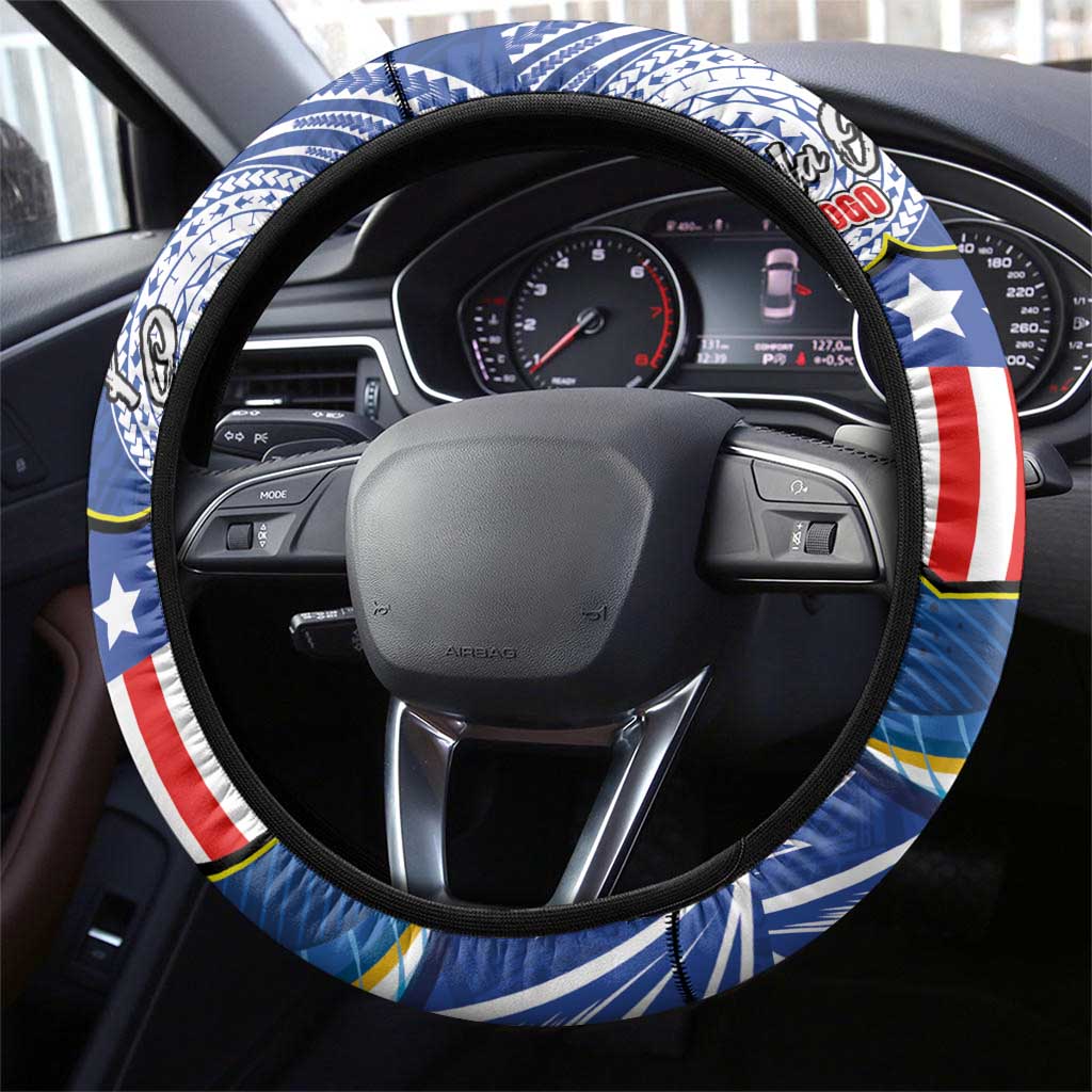 American Samoa Flag Day Steering Wheel Cover Fautasi Race Fagatogo-Iseula O Le Moana Sailfish Tribal Style LT03 - Polynesian Pride