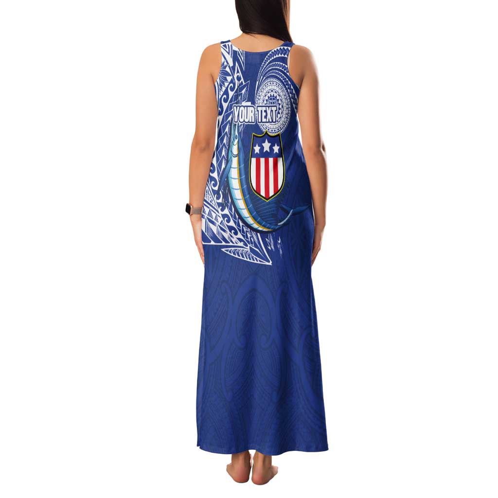 Personalised American Samoa Flag Day Tank Maxi Dress Fautasi Race Fagatogo-Iseula O Le Moana Sailfish Tribal Style LT03 - Polynesian Pride