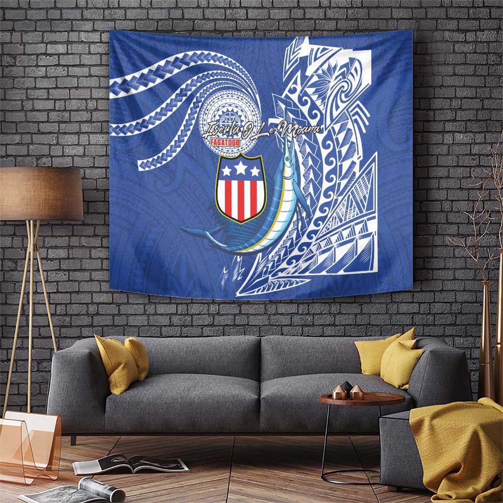 American Samoa Flag Day Tapestry Fautasi Race Fagatogo-Iseula O Le Moana Sailfish Tribal Style