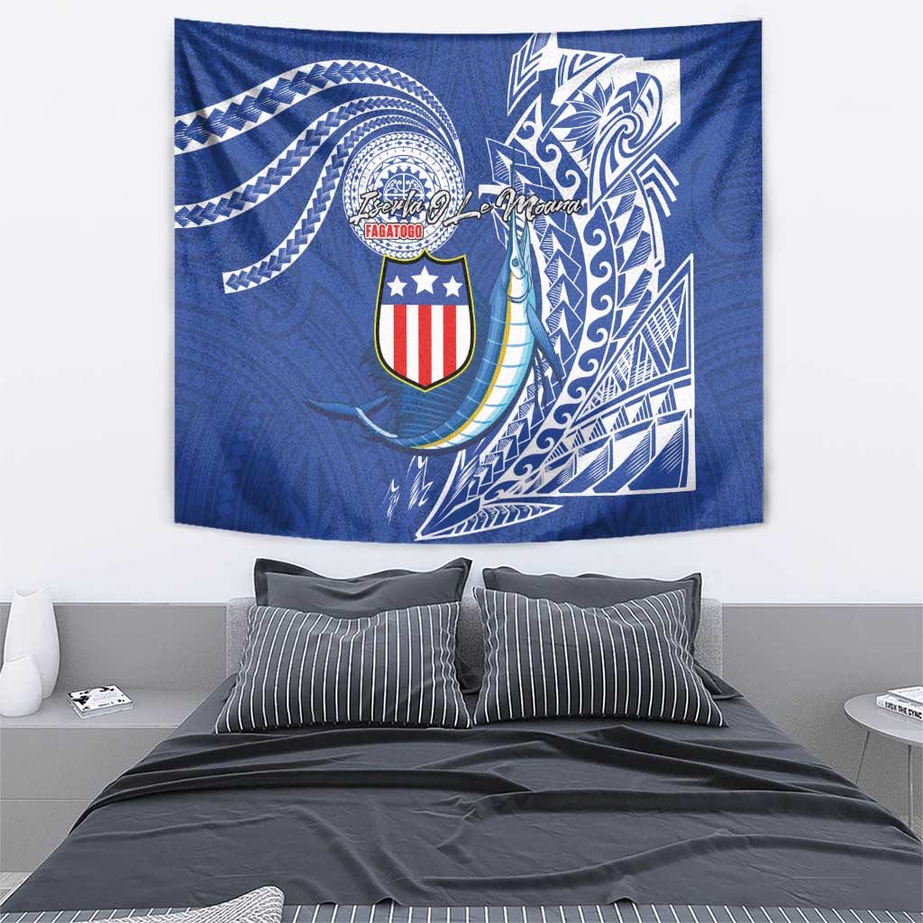 American Samoa Flag Day Tapestry Fautasi Race Fagatogo-Iseula O Le Moana Sailfish Tribal Style