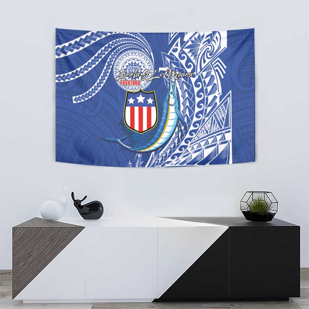 American Samoa Flag Day Tapestry Fautasi Race Fagatogo-Iseula O Le Moana Sailfish Tribal Style