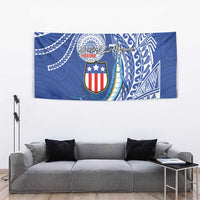 American Samoa Flag Day Tapestry Fautasi Race Fagatogo-Iseula O Le Moana Sailfish Tribal Style