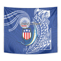 American Samoa Flag Day Tapestry Fautasi Race Fagatogo-Iseula O Le Moana Sailfish Tribal Style