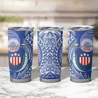 American Samoa Flag Day Tumbler Cup Fautasi Race Fagatogo-Iseula O Le Moana Sailfish Tribal Style LT03 - Polynesian Pride