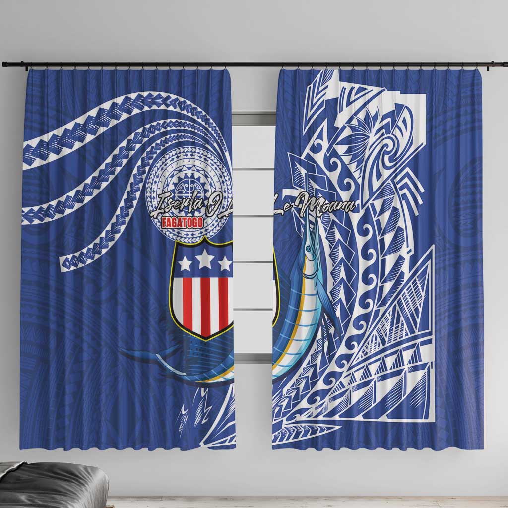 American Samoa Flag Day Window Curtain Fautasi Race Fagatogo-Iseula O Le Moana Sailfish Tribal Style LT03 With Hooks Multicolor - Polynesian Pride