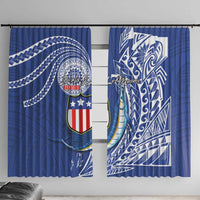 American Samoa Flag Day Window Curtain Fautasi Race Fagatogo-Iseula O Le Moana Sailfish Tribal Style LT03 With Hooks Multicolor - Polynesian Pride