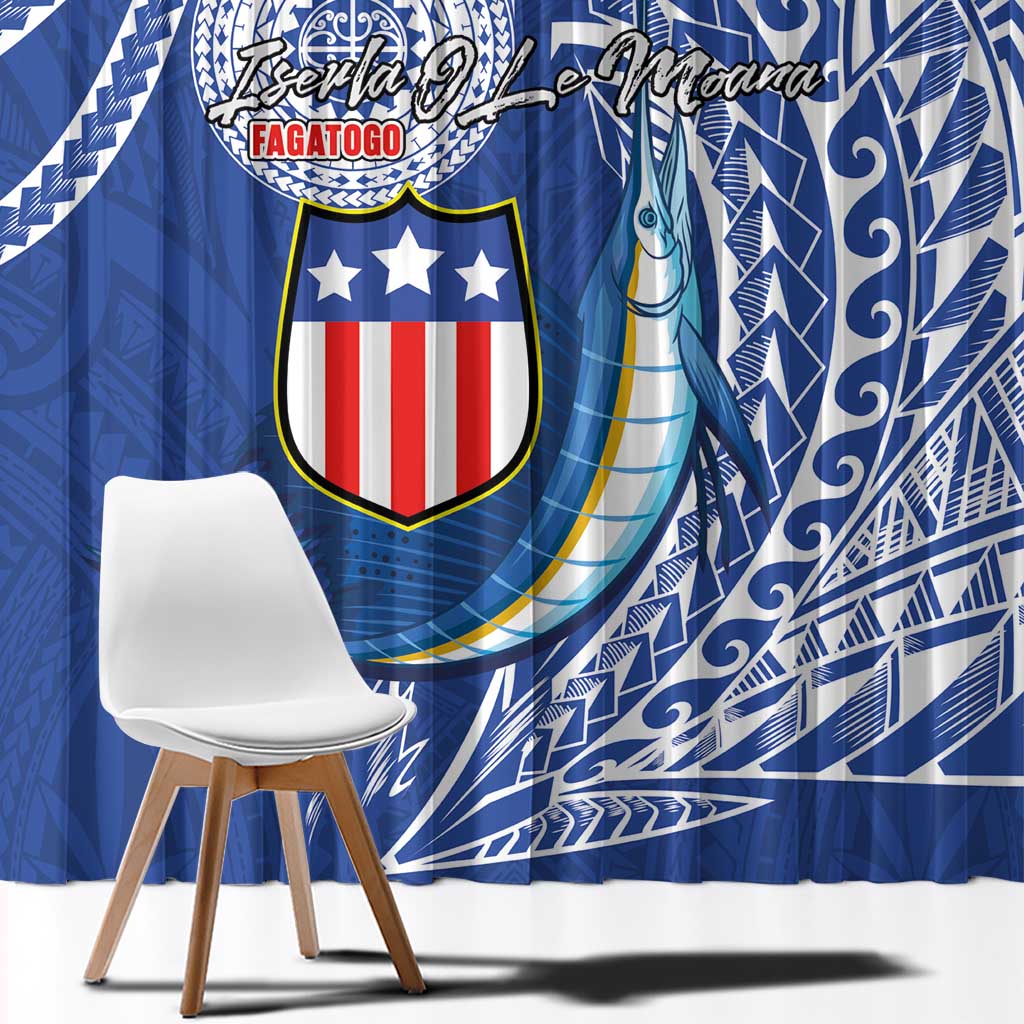 American Samoa Flag Day Window Curtain Fautasi Race Fagatogo-Iseula O Le Moana Sailfish Tribal Style LT03 - Polynesian Pride