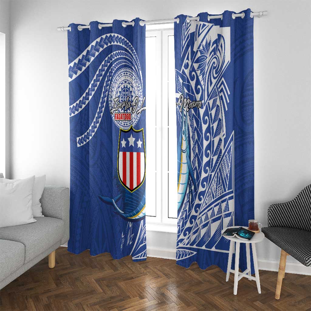 American Samoa Flag Day Window Curtain Fautasi Race Fagatogo-Iseula O Le Moana Sailfish Tribal Style LT03 With Grommets Multicolor - Polynesian Pride