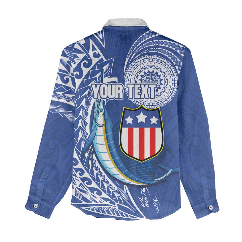 Personalised American Samoa Flag Day Women Casual Shirt Fautasi Race Fagatogo-Iseula O Le Moana Sailfish Tribal Style LT03 - Polynesian Pride