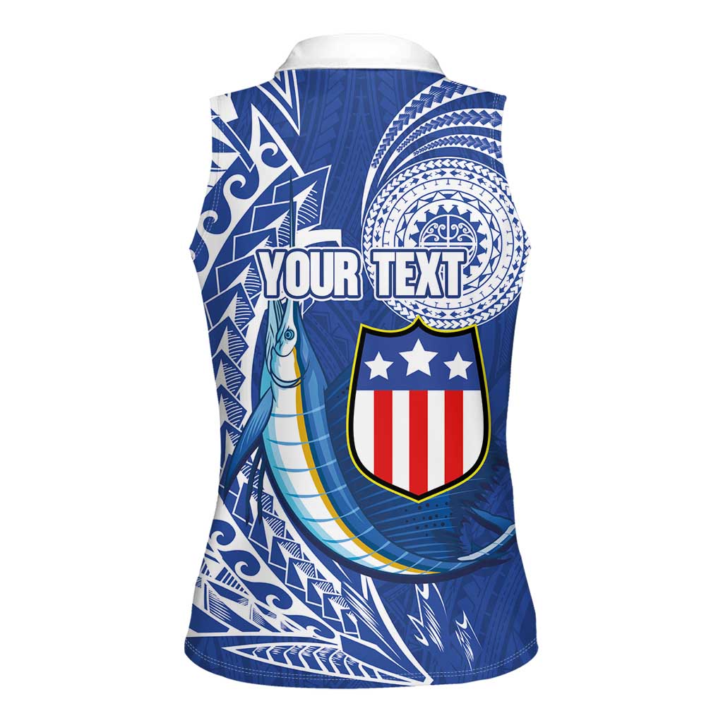 Personalised American Samoa Flag Day Women Sleeveless Polo Shirt Fautasi Race Fagatogo-Iseula O Le Moana Sailfish Tribal Style LT03 - Polynesian Pride