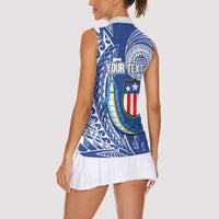 Personalised American Samoa Flag Day Women Sleeveless Polo Shirt Fautasi Race Fagatogo-Iseula O Le Moana Sailfish Tribal Style LT03 - Polynesian Pride