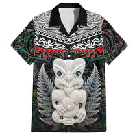 New Zealand Hei Tiki Family Matching Off Shoulder Short Dress and Hawaiian Shirt Maori Green Papua Shell Pattern LT03 Dad's Shirt - Short Sleeve Green - Polynesian Pride