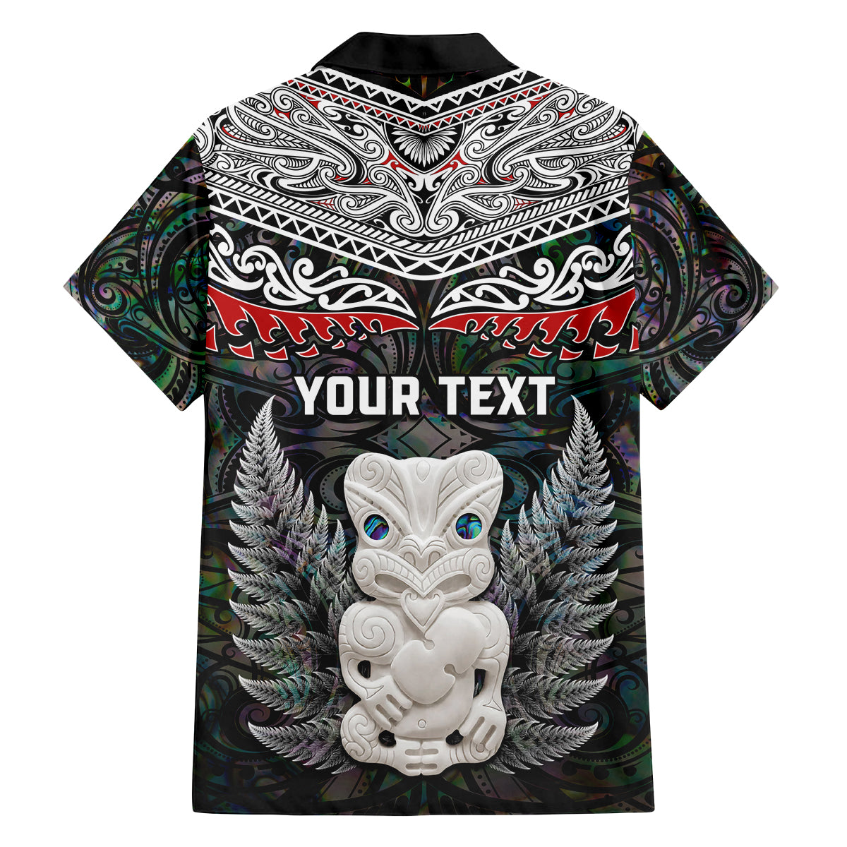 New Zealand Hei Tiki Family Matching Off Shoulder Short Dress and Hawaiian Shirt Maori Green Papua Shell Pattern LT03 - Polynesian Pride