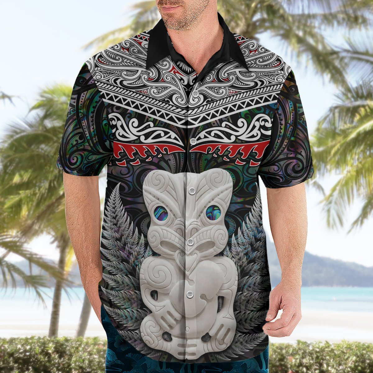 New Zealand Hei Tiki Hawaiian Shirt Maori Green Papua Shell Pattern LT03 - Polynesian Pride