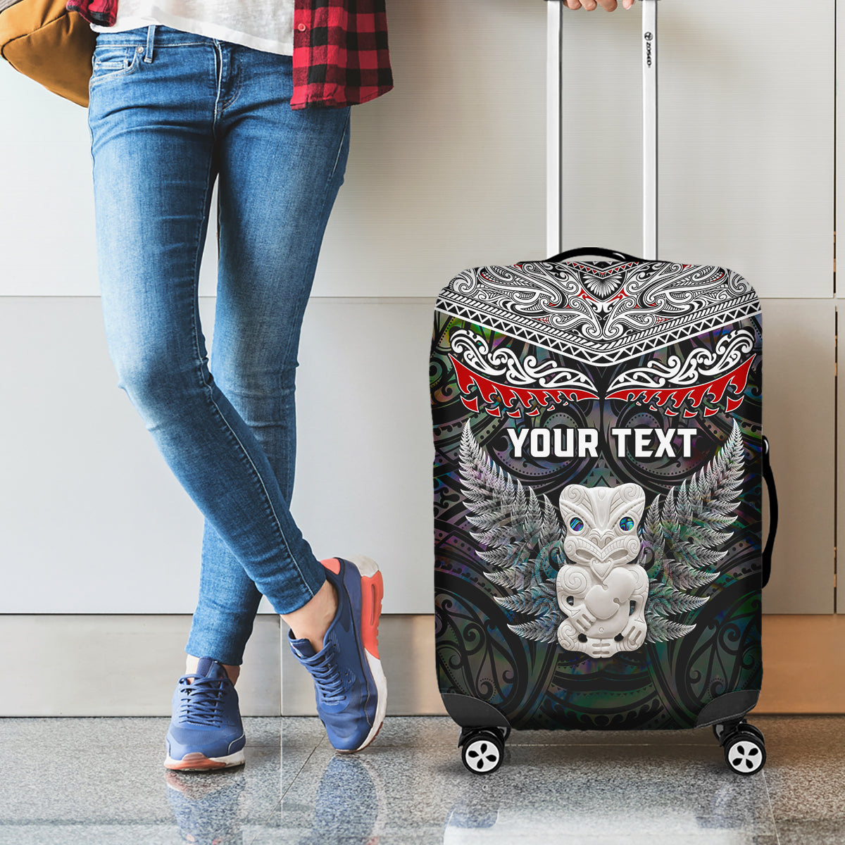 New Zealand Hei Tiki Luggage Cover Maori Green Papua Shell Pattern LT03 - Polynesian Pride