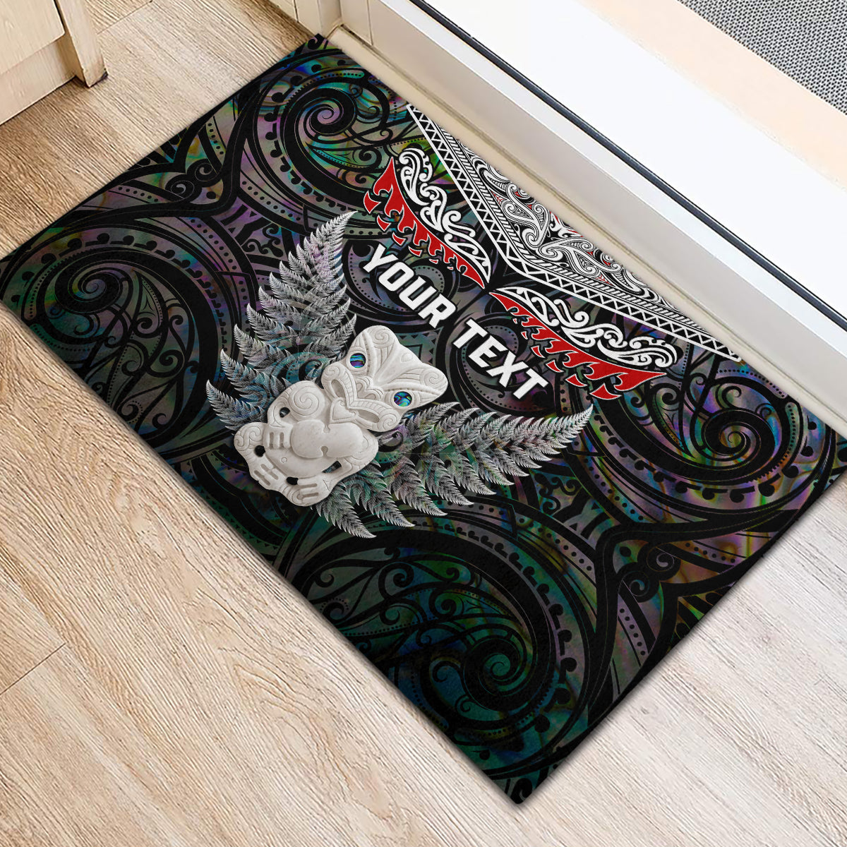 New Zealand Hei Tiki Rubber Doormat Maori Green Papua Shell Pattern LT03 - Polynesian Pride