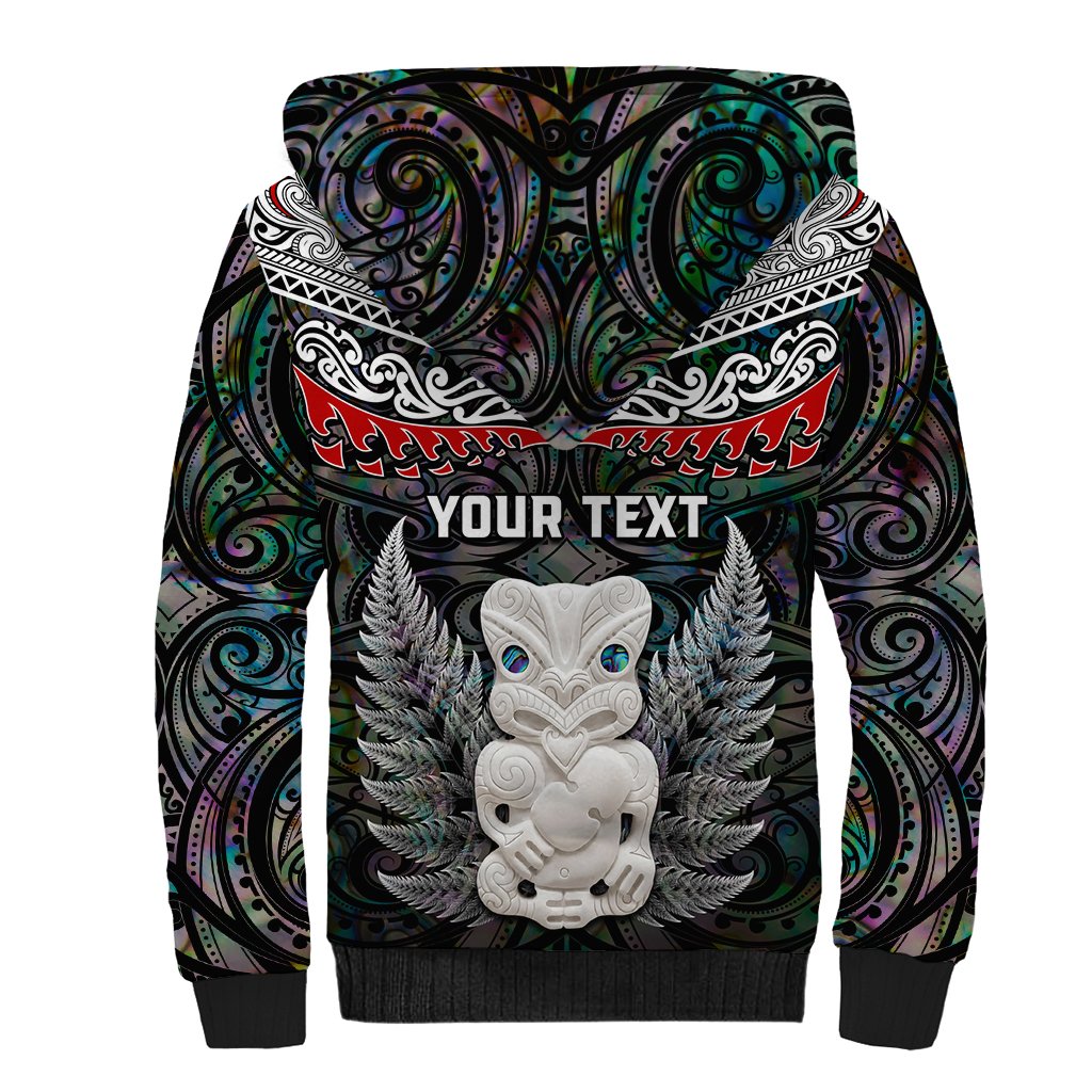 New Zealand Hei Tiki Sherpa Hoodie Maori Green Papua Shell Pattern LT03 - Polynesian Pride