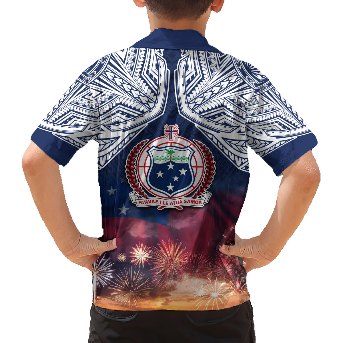 Samoa Indenpendence Day Kid Hawaiian Shirt Sky Fireworks with Flag Style LT03 - Polynesian Pride