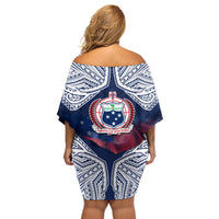 Samoa Indenpendence Day Off Shoulder Short Dress Sky Fireworks with Flag Style LT03 - Polynesian Pride
