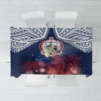 Samoa Indenpendence Day Tablecloth Sky Fireworks with Flag Style LT03 Black - Polynesian Pride