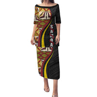 Samoa Siapo Ula Fala Family Matching Puletasi and Hawaiian Shirt Polynesian Tribal Pattern LT03 Mom's Dress Black - Polynesian Pride