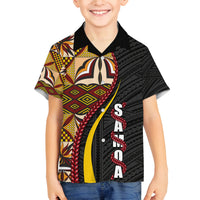 Samoa Siapo Ula Fala Family Matching Puletasi and Hawaiian Shirt Polynesian Tribal Pattern LT03 Son's Shirt Black - Polynesian Pride