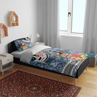 Fiji Day Bedding Set Traditional Tapa with Hibiscus and Emblems