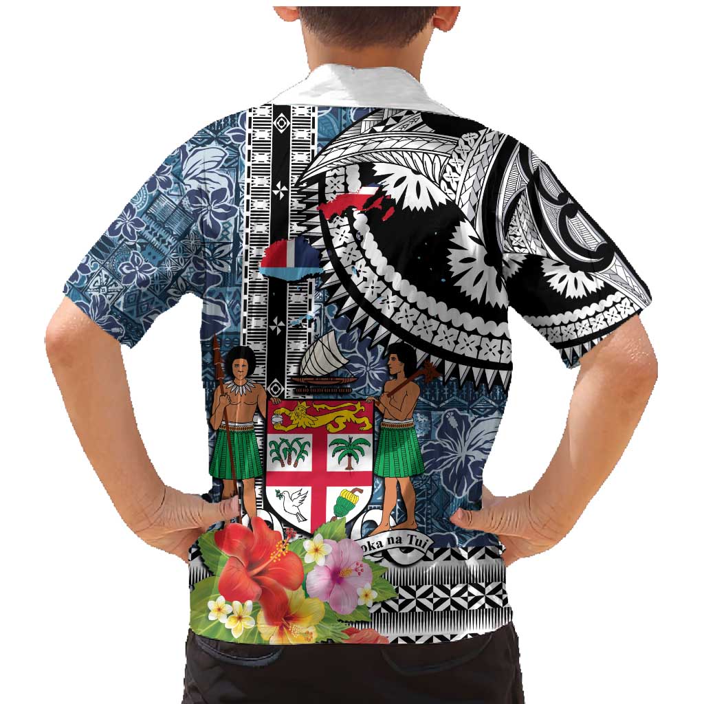 Fiji Day Family Matching Mermaid Dress and Hawaiian Shirt Traditional Tapa with Hibiscus and Emblems LT03 - Polynesian Pride