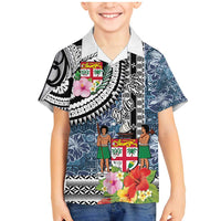 Fiji Day Family Matching Mermaid Dress and Hawaiian Shirt Traditional Tapa with Hibiscus and Emblems LT03 Son's Shirt - Polynesian Pride