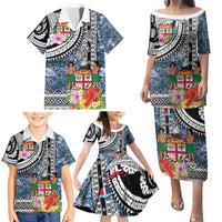 Fiji Day Family Matching Puletasi and Hawaiian Shirt Traditional Tapa with Hibiscus and Emblems LT03 - Polynesian Pride