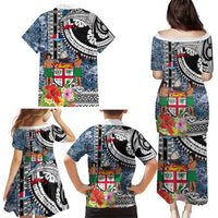 Fiji Day Family Matching Puletasi and Hawaiian Shirt Traditional Tapa with Hibiscus and Emblems LT03 - Polynesian Pride
