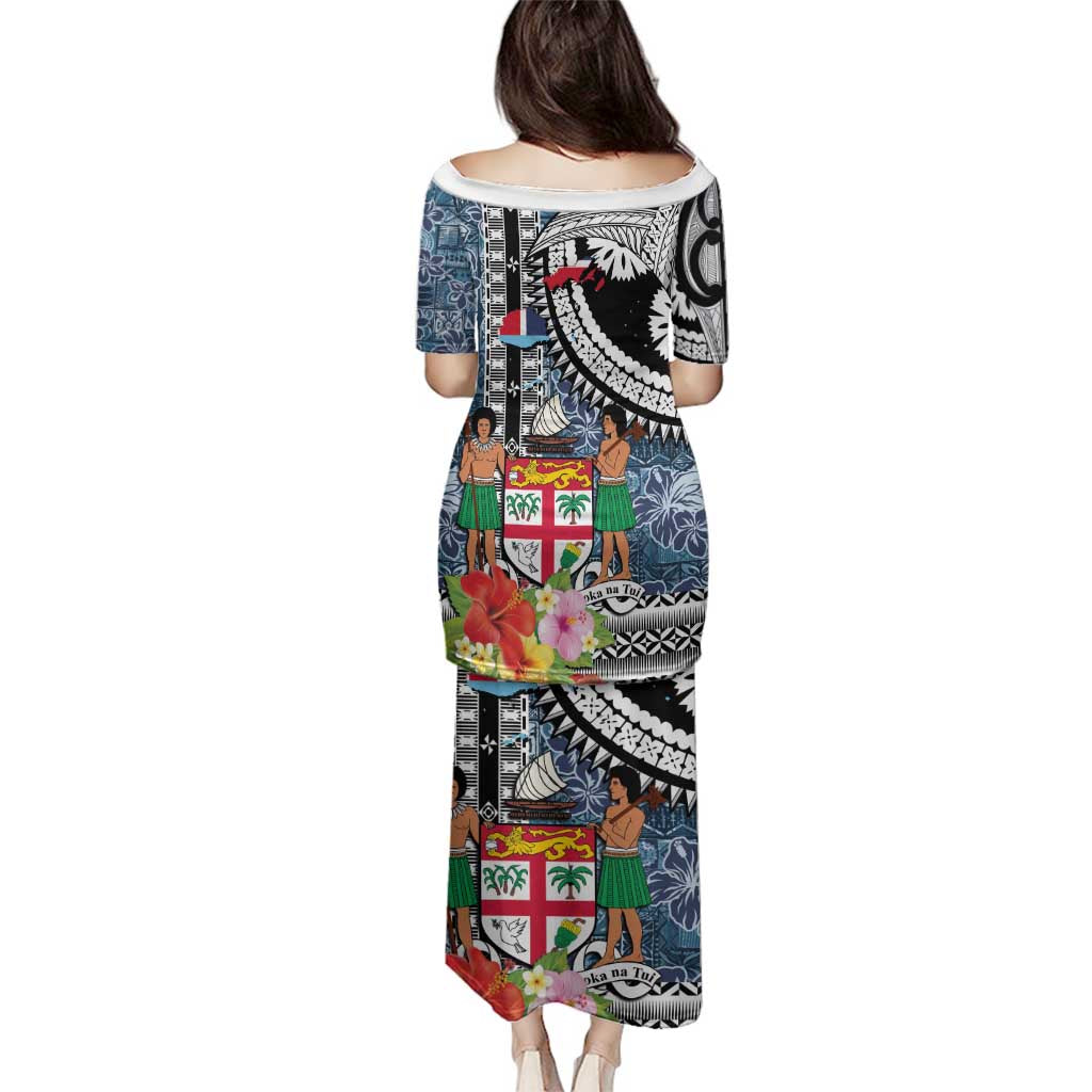 Fiji Day Family Matching Puletasi and Hawaiian Shirt Traditional Tapa with Hibiscus and Emblems LT03 - Polynesian Pride