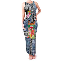 Fiji Day Family Matching Tank Maxi Dress and Hawaiian Shirt Traditional Tapa with Hibiscus and Emblems LT03 Mom's Dress - Polynesian Pride