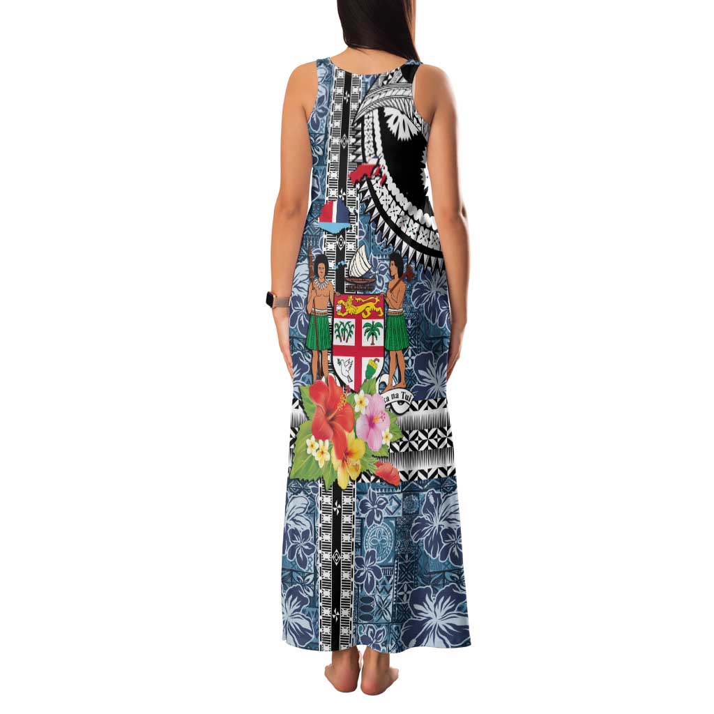 Fiji Day Family Matching Tank Maxi Dress and Hawaiian Shirt Traditional Tapa with Hibiscus and Emblems LT03 - Polynesian Pride