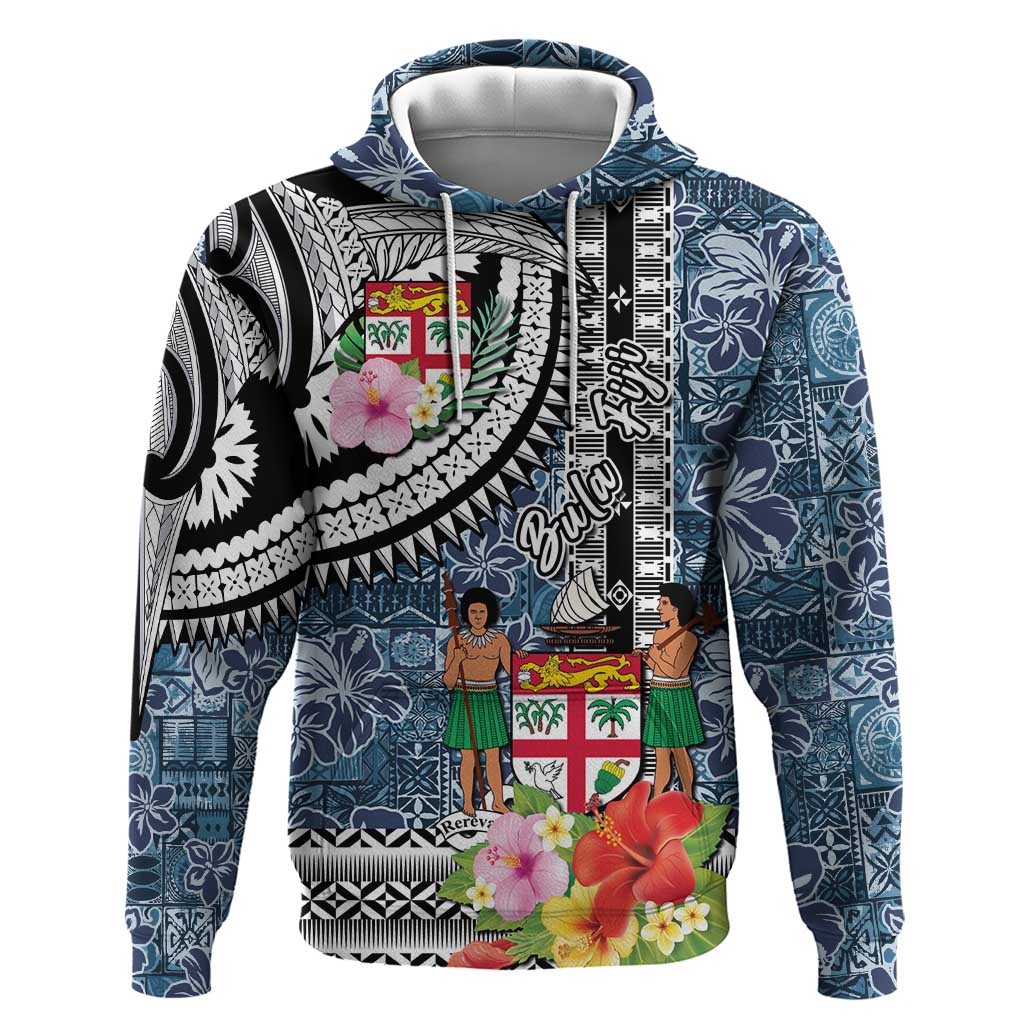 Fiji Day Hoodie Traditional Tapa with Hibiscus and Emblems LT03 Pullover Hoodie - Polynesian Pride