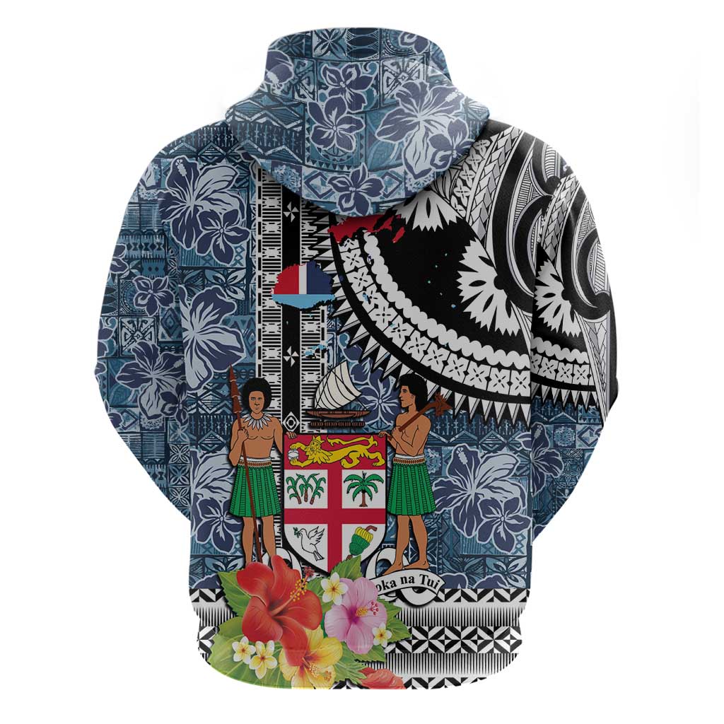 Fiji Day Hoodie Traditional Tapa with Hibiscus and Emblems LT03 - Polynesian Pride
