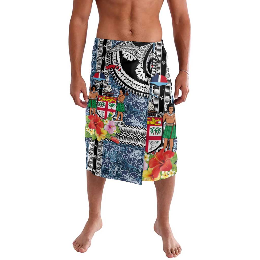 Fiji Day Lavalava Traditional Tapa with Hibiscus and Emblems