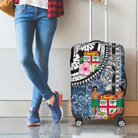 Fiji Day Luggage Cover Traditional Tapa with Hibiscus and Emblems