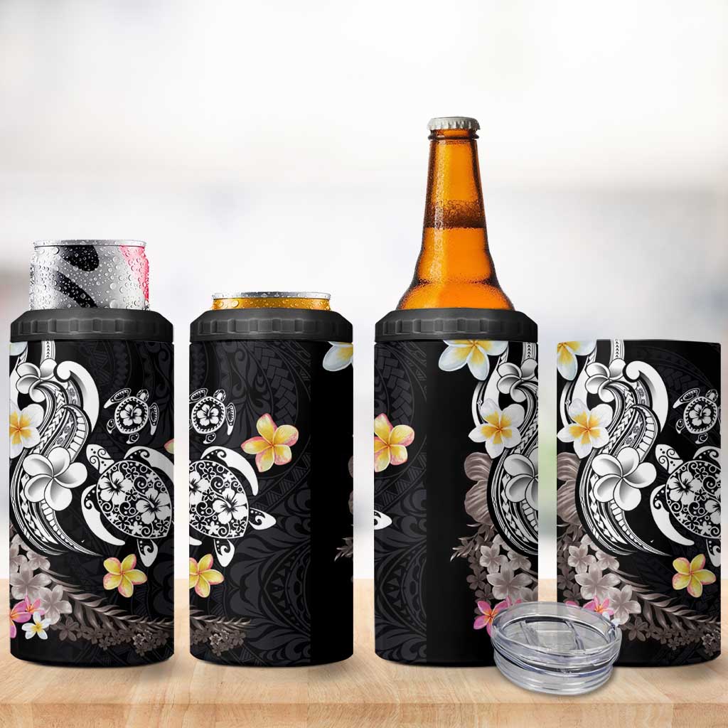 Hawaiian Tropical Plumeria Turtles 4 in 1 Can Cooler Tumbler Polynesian Art Tattoo LT03 - Polynesian Pride