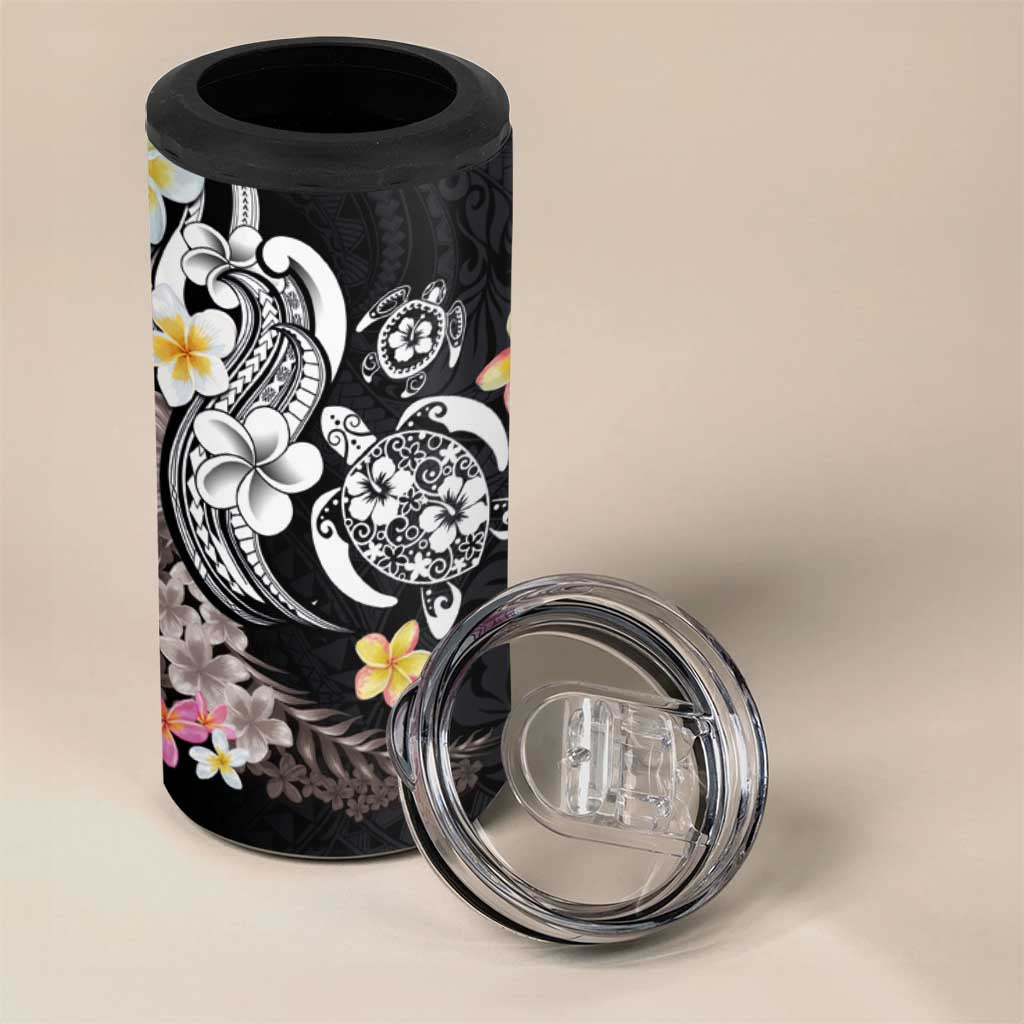 Hawaiian Tropical Plumeria Turtles 4 in 1 Can Cooler Tumbler Polynesian Art Tattoo LT03 - Polynesian Pride