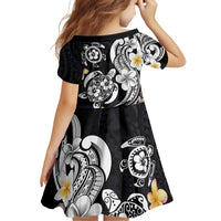 Hawaiian Tropical Plumeria Turtles Family Matching Off Shoulder Short Dress and Hawaiian Shirt Polynesian Art Tattoo