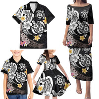 Hawaiian Tropical Plumeria Turtles Family Matching Puletasi and Hawaiian Shirt Polynesian Art Tattoo LT03 - Polynesian Pride